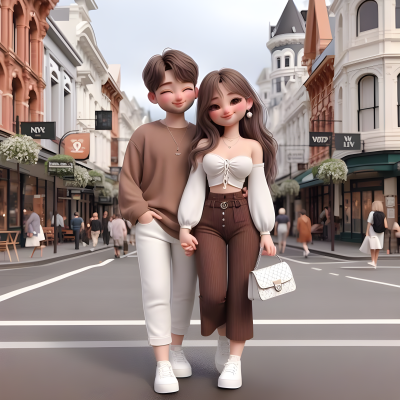 Dreamy Pastel Couple Stroll