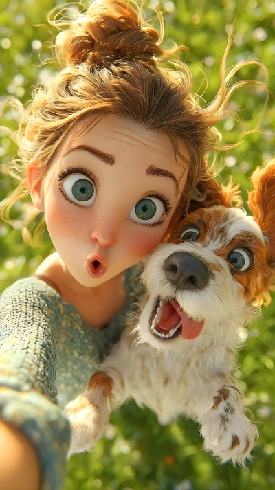 Pixar Girl Pet Selfie