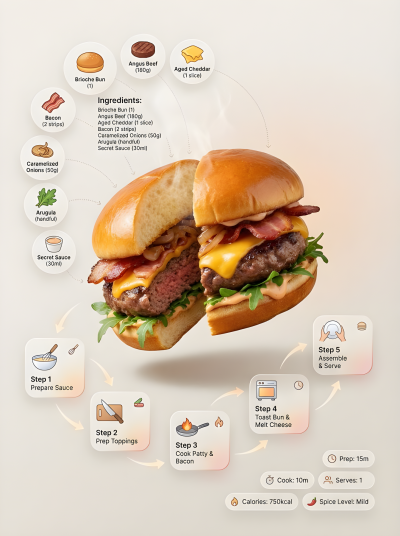 Floating Burger Recipe Infographic