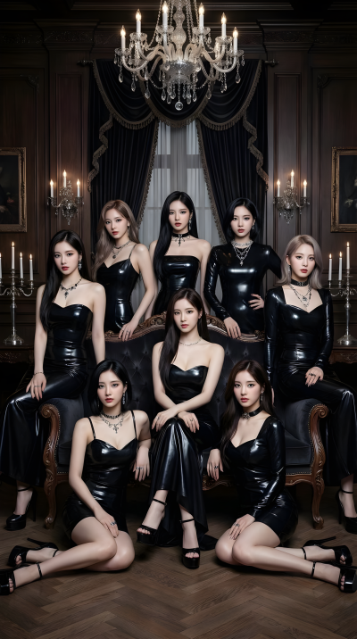 Gothic Glam K Pop Group Portrait