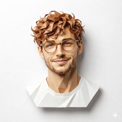 Geometric Papercraft Man Portrait