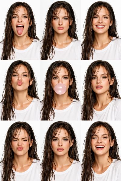 Pure White 9 Grid Wet Hair Supermodel