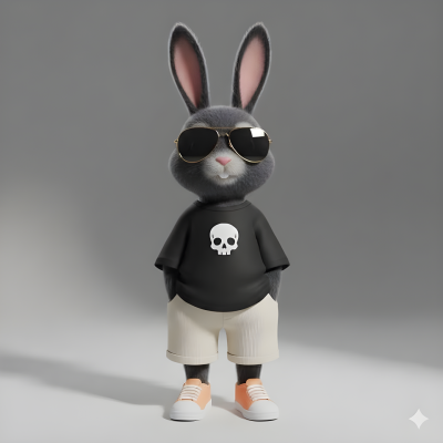 Street Style Cool Bunny 3D Figure