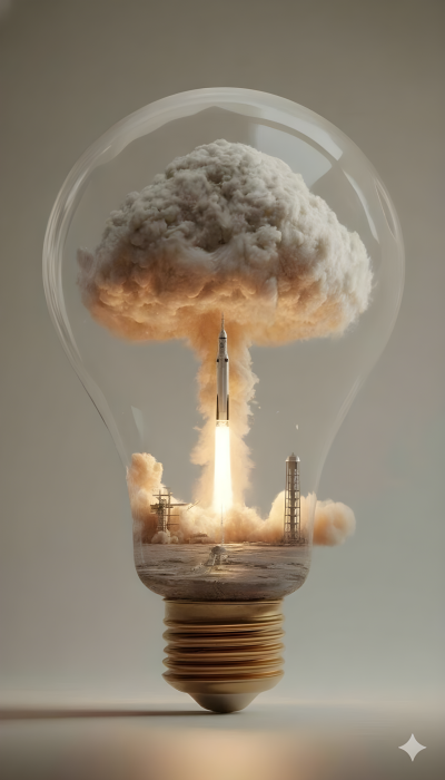 Rocket Launch Inside Glass Bulb