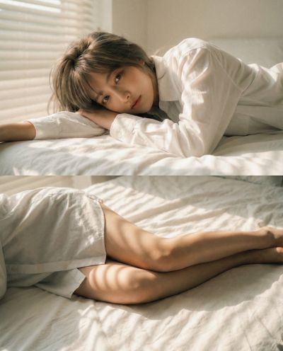 Morning Diptych White Shirt Lazy Portrait