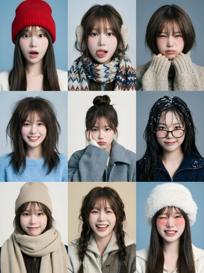 Snow Fun 9 Grid Portrait