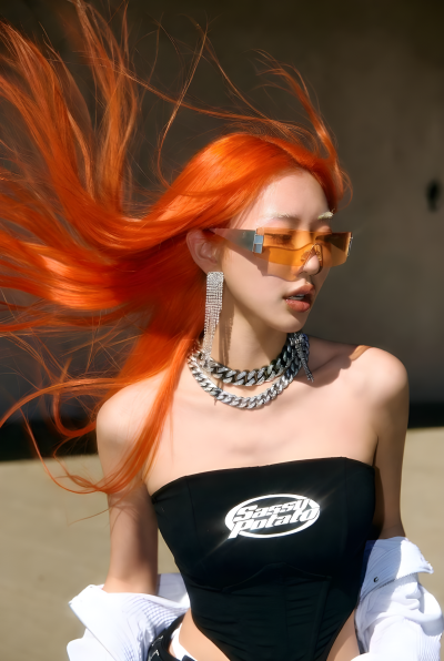 Neon Orange Hair Cool Girl