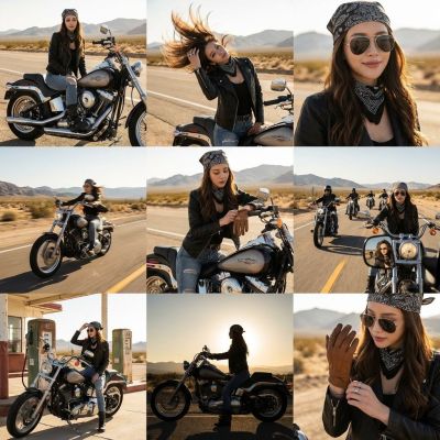 Nine Grid Motorcycle Rider Portrait