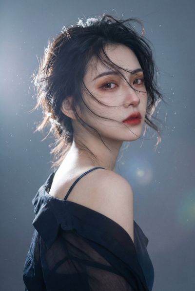 Portrait Wind Swept Dark Hair Eyes Concealing A Lonely Shadow