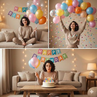 Cozy Indoor Birthday Celebration Collage