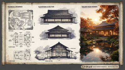 Architectural Illustrators Presentation Board For A Residence