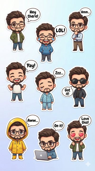 Chibi Character 9 Grid Stickers