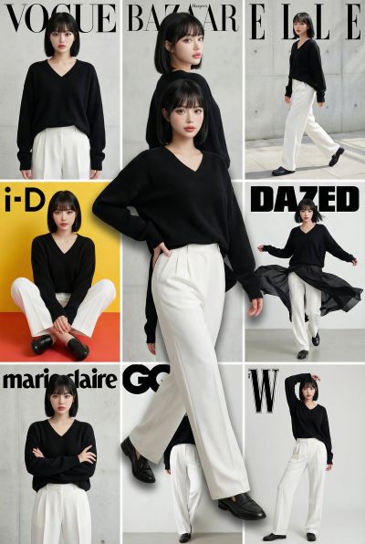 9 Grid Editorial Bare 3D Pop Out Fashion Composition