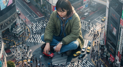 Giant Korean Woman In Bustling Street