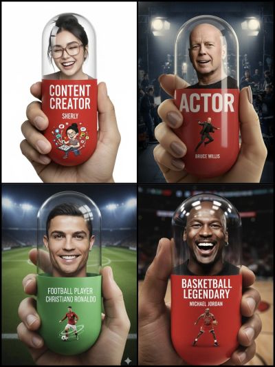 Close Up Of A Hand Holding A Giant Vertical Pill