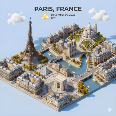 City Aerial Isometric 3D Cartoon Miniature Scene