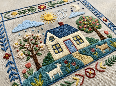 Embroidery Illustration Style