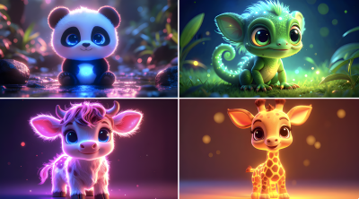 Neon Glow Cute Animals