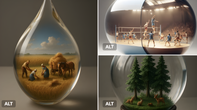 Miniature 3D World In Transparent Container