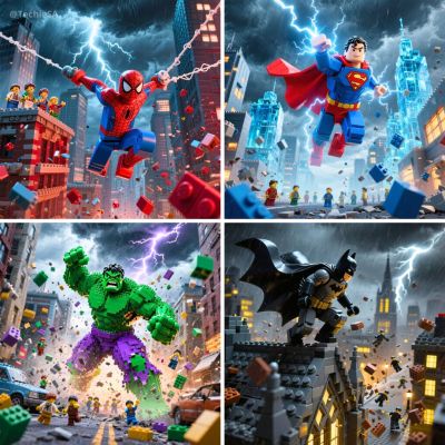 Dynamic Lego Superhero Poses