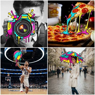 Object Morphing Into Bold Cartoon Drips