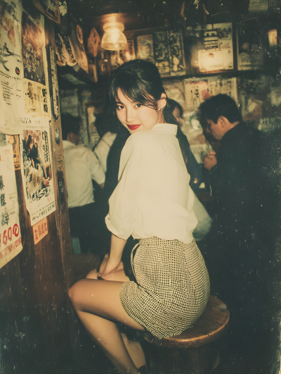 Flash Photography Of Beauty In Izakaya
