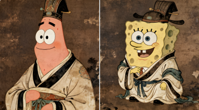 Patrick Star And Spongebob In Ancient Attire
