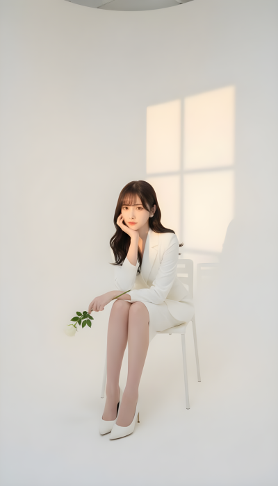 Studio Portrait Of Seated Woman