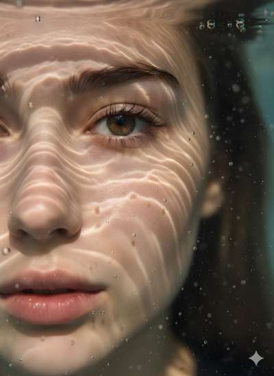 Hyperrealistic Underwater Close Up Portrait With Rich Details