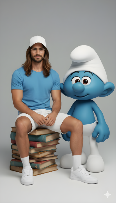 Photorealistic Full Body Portrait Interacting With Character