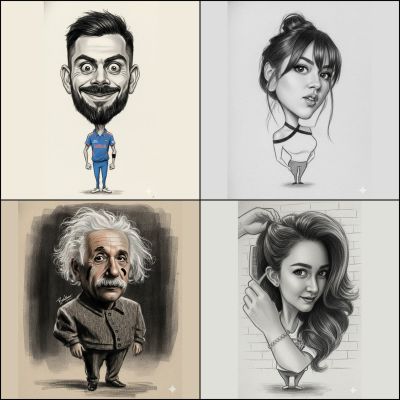 Pencil Style Big Head Caricature