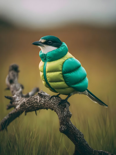 Bird In Inflatable Down Jacket