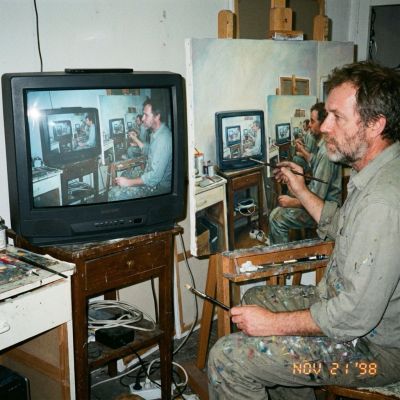Tv Screen Content Replicated In Oil Painting