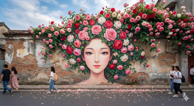 Photographic Street Mural With Intense Texture